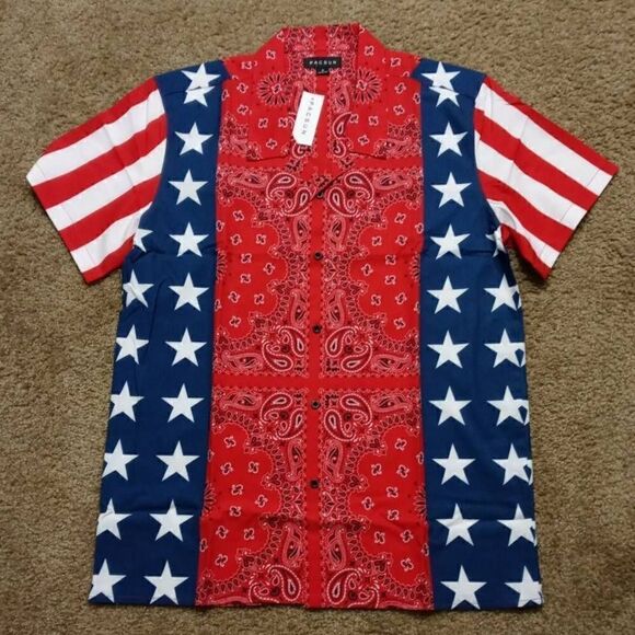 Pacsun Dusk Till Dawn Woven Camp Button Down Shirt Size Medium - Picture 1 of 6